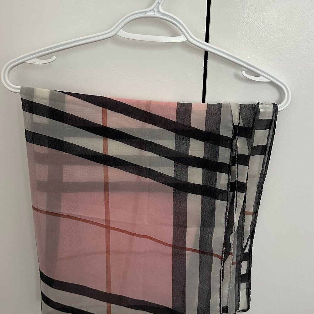 Blush & Grey Plaid Lightweight Scarf
